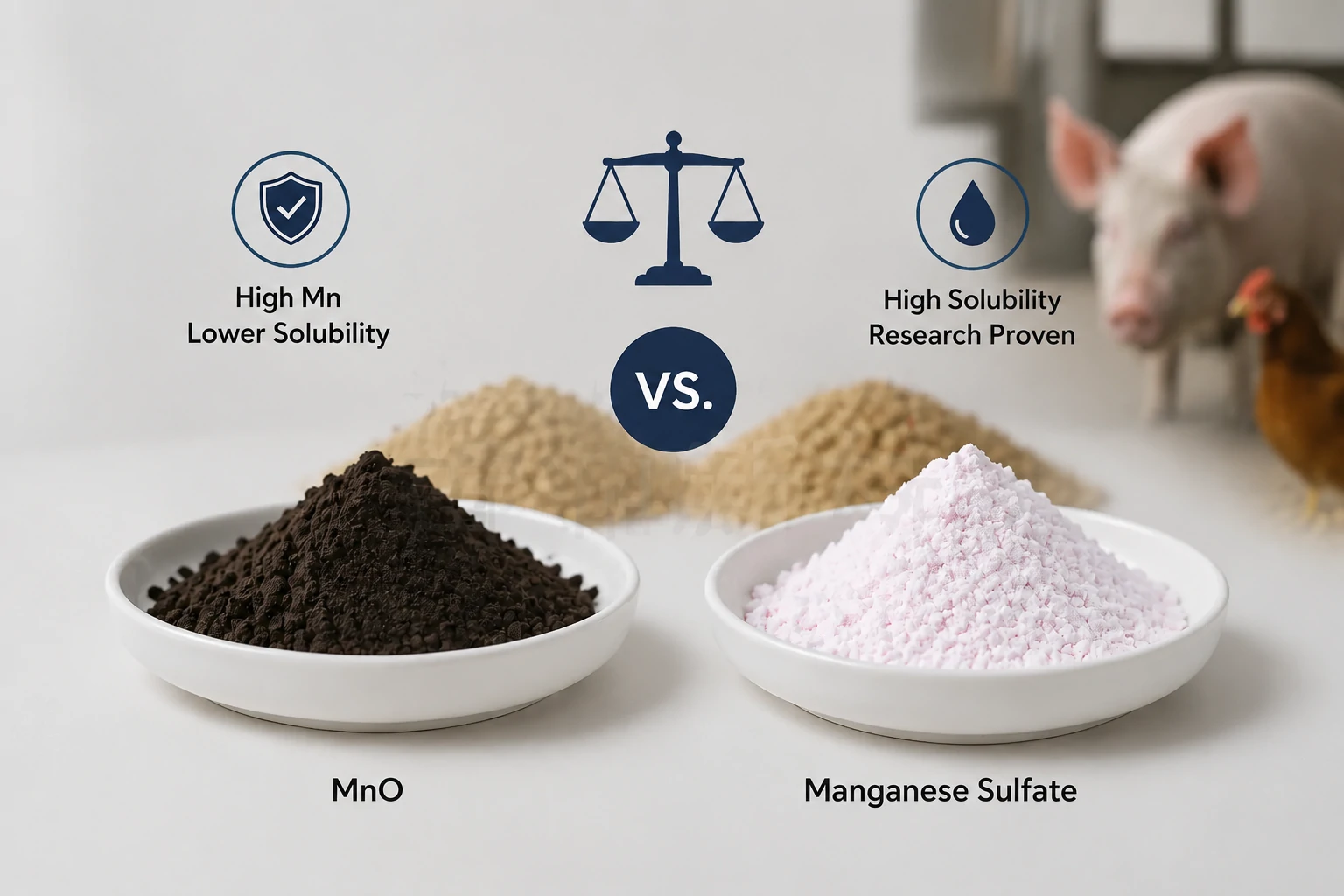 MnO so với Mangan Sulfate làm phụ gia thức ăn chăn nuôi: Hiệu quả chi phí, tính ổn định và so sánh quy định