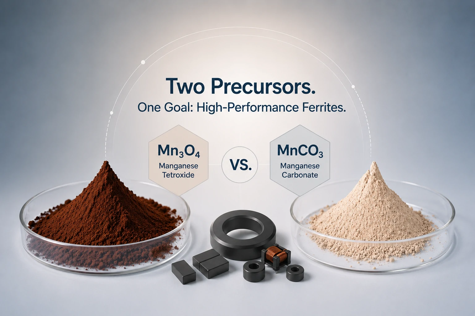 Mangan Tetroxide so với Mangan Carbonate là tiền chất Ferrite: So sánh chi phí, độ tinh khiết và quy trình